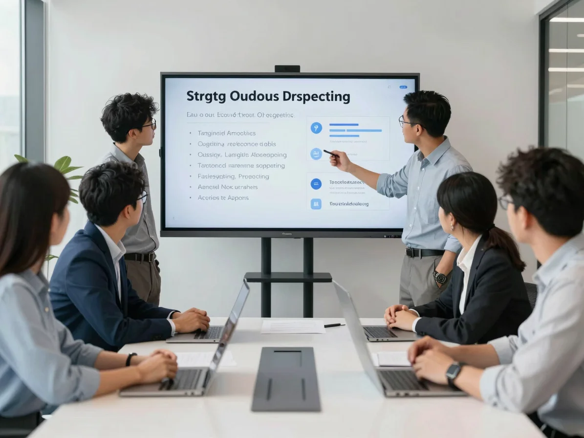 Sales development team collaborating on a strategic outbound pros